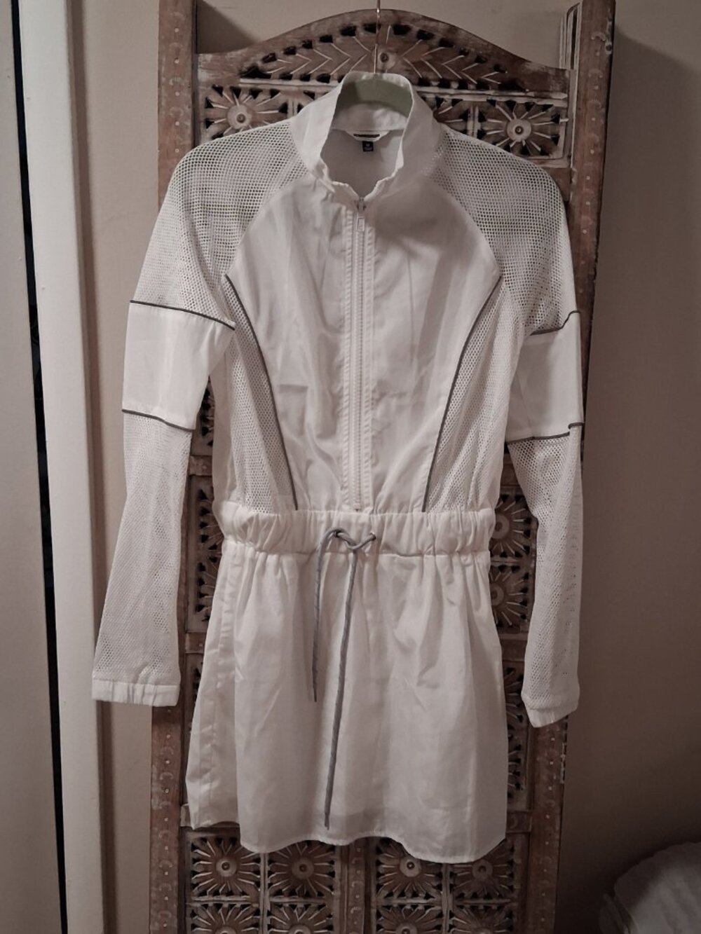 Nova Sport White Windbreaker Jacket Dress sz M  /B3